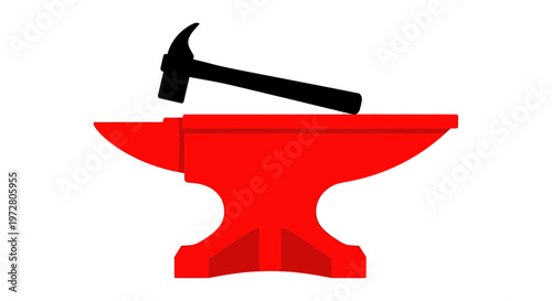 Blacksmith Hammer on Red Anvil