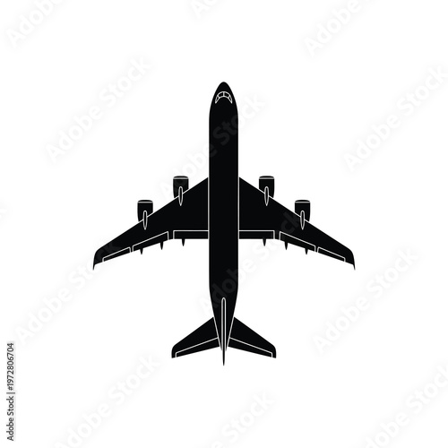 Vector of a large commercial airplane viewed from above