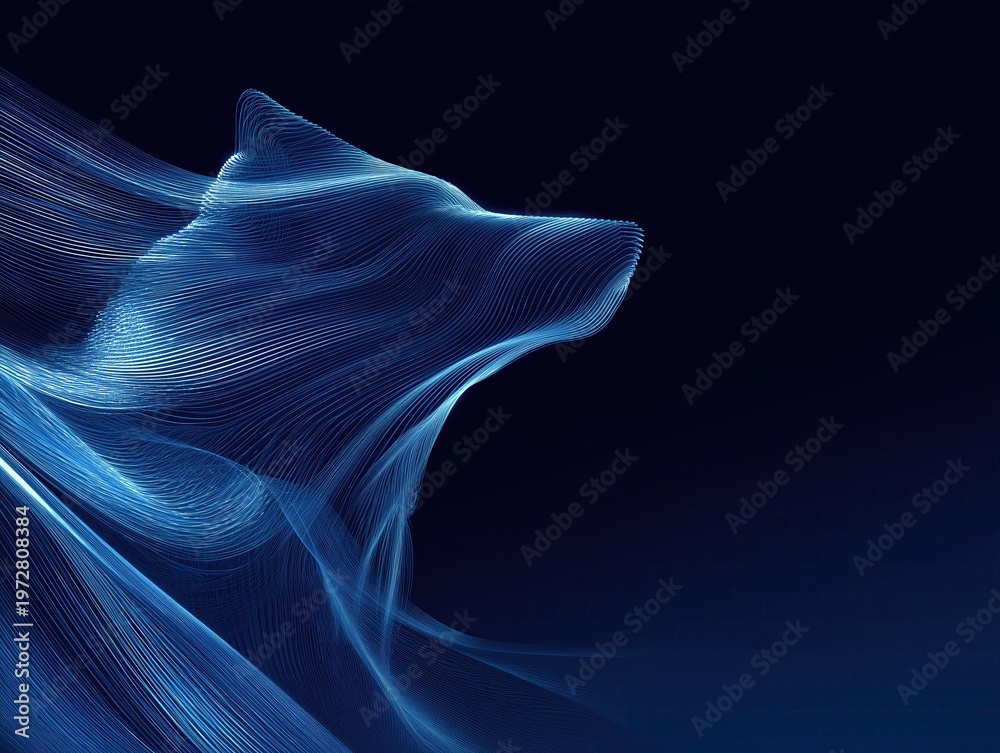 Naklejka premium abstract blue wolf silhouette