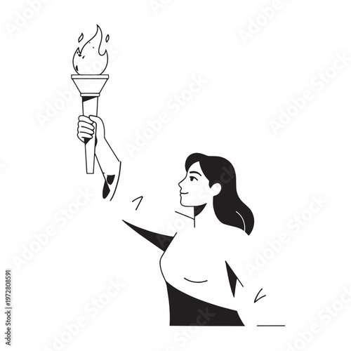 Cartoon vector illustration of a young woman with a cigarette and cocktail working on a laptop