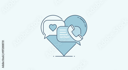 Heart shaped speech bubbles chatting.