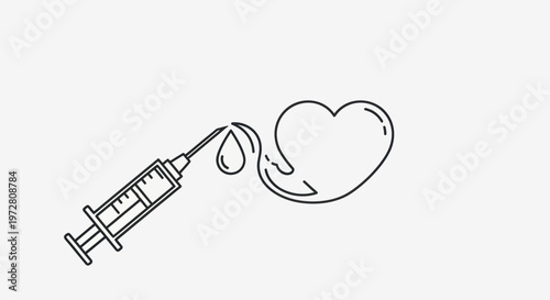 Syringe injecting into a heart.