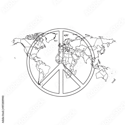 Sketch illustration of world map on globe