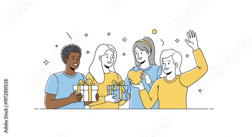 Diverse group of friends celebrating together.