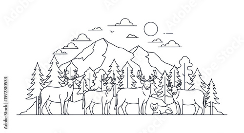 Deer standing in a forest line.