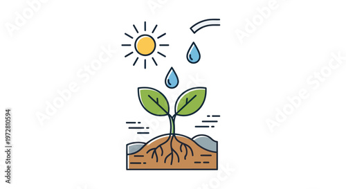 Green plant sprout growing in soil.