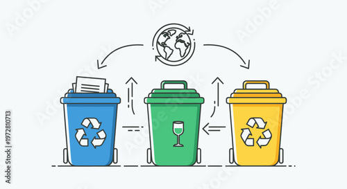 Recycling bins for paper glass plastic.