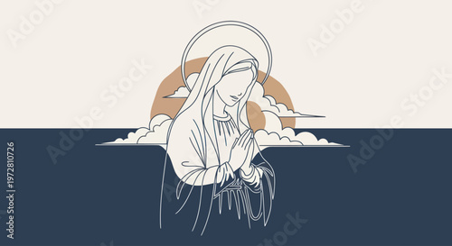 Virgin Mary praying with folded hands.