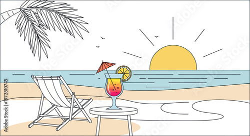 Colorful Drink on Beach Table.