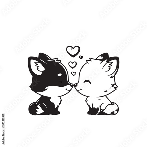 Cat and Mouse Enjoying Cheese Cartoon Illustration