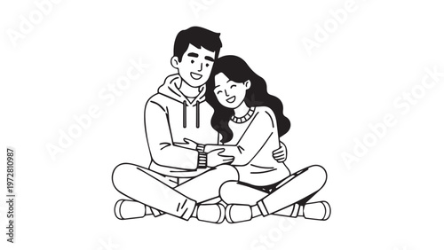 Young woman and girl happily reading books together cartoon illustration