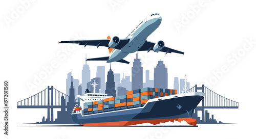 Global logistics and international cargo transport by air and sea.
