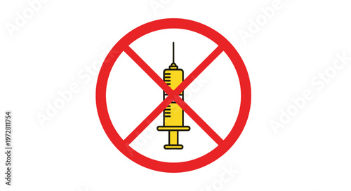 No syringe symbol, stop medical injections.