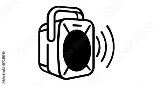 Portable Bluetooth Speaker Vector Icon Illustration: Minimalist Line Art Design of a Wireless Audio Device Emitting Sound Waves, Perfect for Music Apps, Audio Technology, and Modern UI/UX.