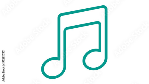 Green Gradient Musical Note Vector Icon Illustration, Minimalist Double Eighth Note Symbol for Audio, Music, Sound, and Melody, Scalable Flat Design Graphic for Apps and Web Interfaces