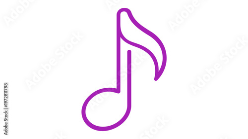 Modern minimalist musical note vector icon illustration with vibrant blue and purple gradient. Scalable flat line art design for music apps, audio players, and digital sound media projects.