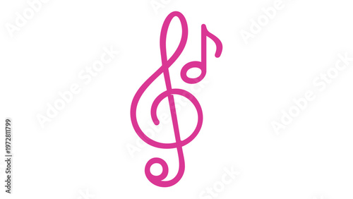Vibrant Gradient Treble Clef and Musical Note Vector Illustration, Minimalist Line Art Icon for Music Audio Apps, Digital Sound Design, and Creative Artistic Projects, Scalable AI-Generated Graphic