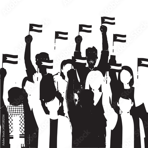 Black silhouette vector illustration of jazz musicians playing saxophone and guitar in a concert band