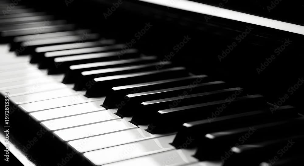 Naklejka premium piano keys abstract close-up pattern black and white composition