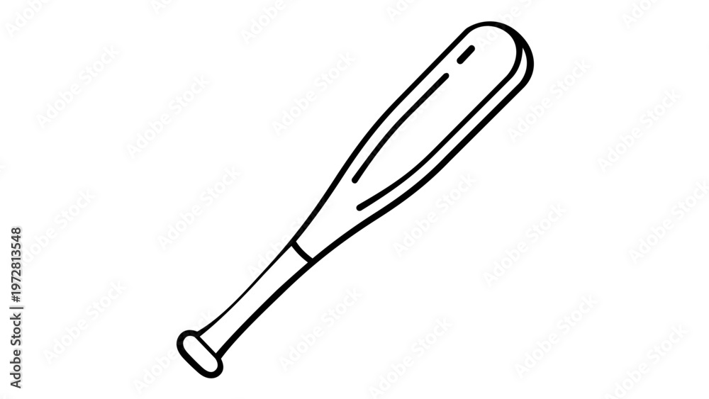 Obraz premium Minimalist baseball bat vector icon illustration for sports and fitness branding. This clean black line art graphic is scalable and perfect for web, apps, or print materials. AI-generated art.