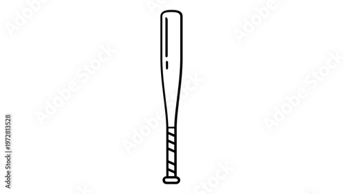 Minimalist baseball bat vector icon illustration for sports and fitness designs, simple black line art isolated on white background, scalable graphic for athletic equipment and team games.