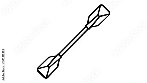 Kayak paddle line icon vector illustration. Minimalist double-bladed oar for canoeing, rafting, and water sports. Scalable AI-generated graphic for web, mobile app, and interface design.