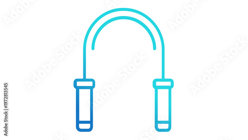 Blue gradient jump rope vector icon illustration for fitness, skipping rope for cardio workout, minimalist gym equipment graphic for health and exercise apps, scalable digital design element.