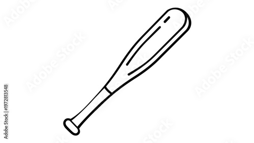 Minimalist baseball bat vector icon illustration for sports and fitness branding. This clean black line art graphic is scalable and perfect for web, apps, or print materials. AI-generated art.
