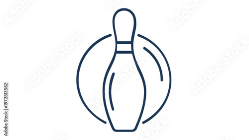 Bowling pin and ball line icon vector illustration, minimalist sports competition award symbol, strike and spare tournament graphic, clean scalable design for bowling alley branding and apps.