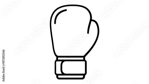 Minimalist boxing glove vector icon illustration for sports and fitness training, featuring a clean black line art design on a white background, perfect for gym branding and combat sports.