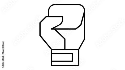 Minimalist boxing glove vector icon illustration for combat sports, fitness training, and martial arts equipment design, featuring clean black lines on a white background, scalable graphic.
