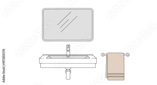 Bathroom sink with mirror and towel.