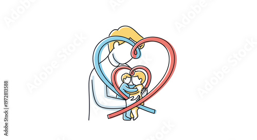 Father and child heart love hug.