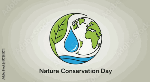 Earth with leaf and water drop.