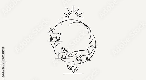 Earth Globe with Animals and Plants.
