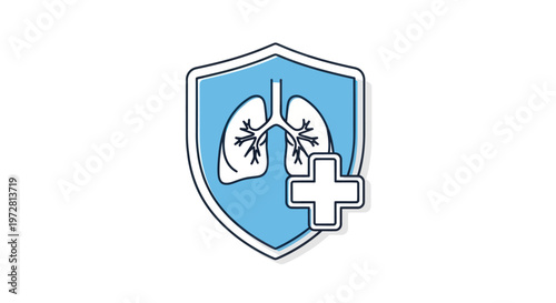 Lungs protected by shield and cross.