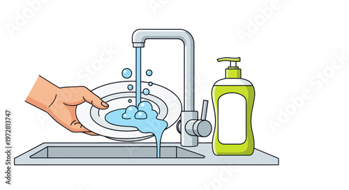 Hand washing plate with soap water.