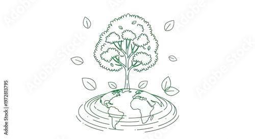 Tree Growing on Planet Earth Globe.