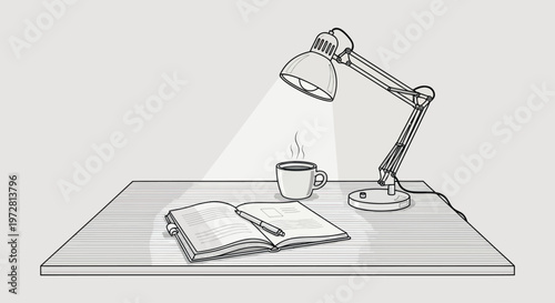 Desk lamp on a table indoors.
