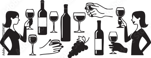 Elegant illustration of wine culture and wine tasting experience