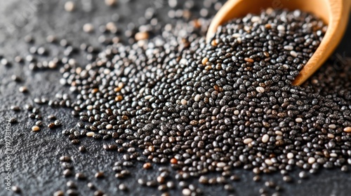 Pile of Chia Seeds on Dark Surface