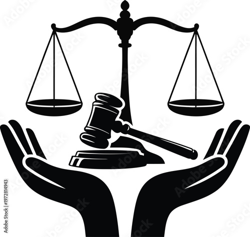 Hands holding a gavel and scales of justice symbolizing legal balance and fairness