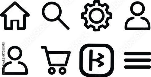Collection of icons representing common user interface elements and functionalities