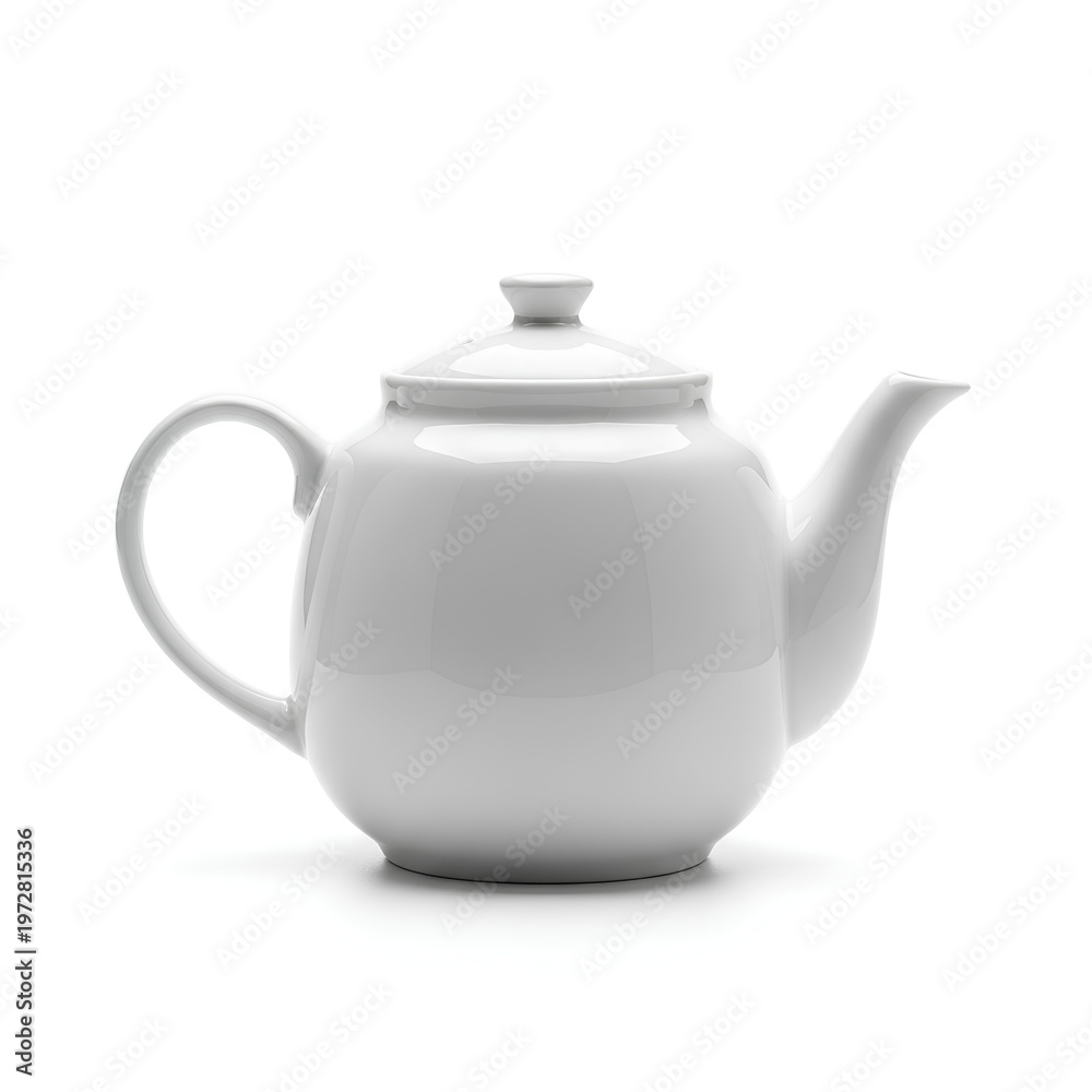 Fototapeta premium Elegant white ceramic teapot isolated on a clean white background 6.