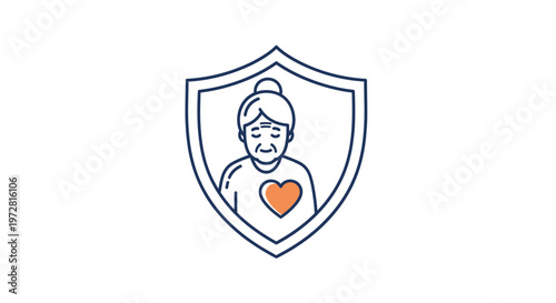 Woman with heart shield protection symbol.