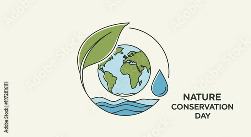 Earth Globe with Leaf and Water.