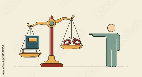 Man pointing at scales with food.