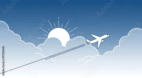 Airplane flying through the sky high.