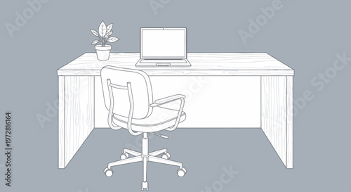 Office Chair with Desk and Laptop.