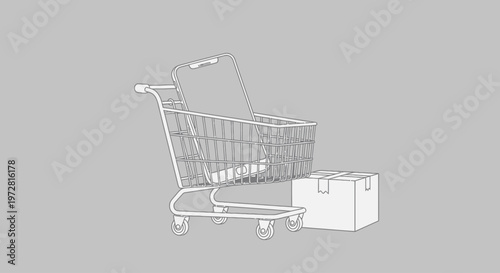 Shopping cart with a box.